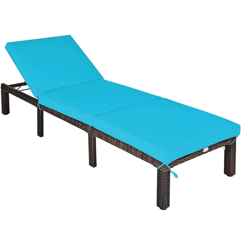 Chaise longue d'extérieur en osier avec dossier réglable pour plus de détente - 77,5 x 26 x 14-32 (L x l x H)