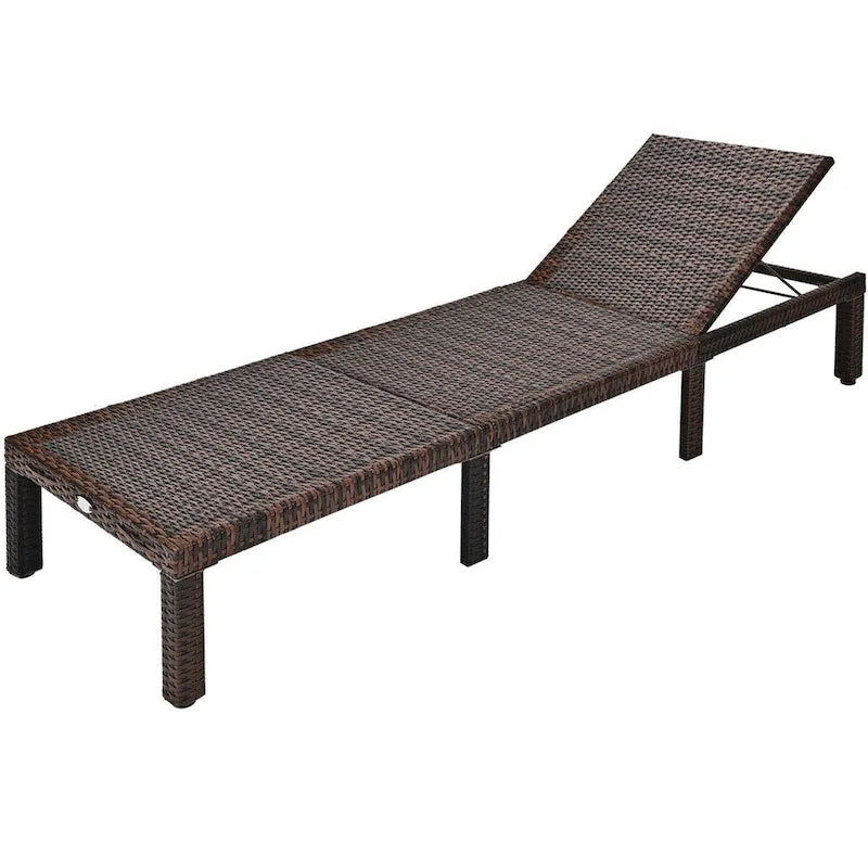 Chaise longue d'extérieur en osier avec dossier réglable pour plus de détente - 77,5 x 26 x 14-32 (L x l x H)