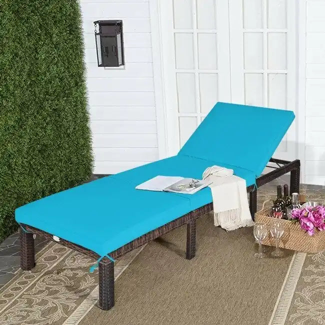 Chaise longue d'extérieur en osier avec dossier réglable pour plus de détente - 77,5 x 26 x 14-32 (L x l x H)