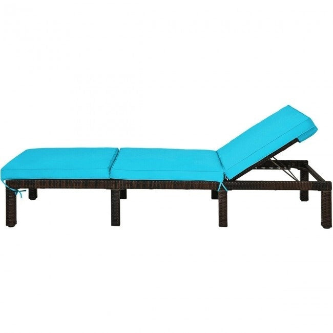 Chaise longue d'extérieur en osier avec dossier réglable pour plus de détente - 77,5 x 26 x 14-32 (L x l x H)