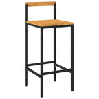 Ensemble de bar de patio 3 pièces vidaXL en polyrotin noir et bois d'acacia massif - 15,7 x 17,3 x 39,4