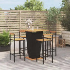Ensemble de bar de patio 3 pièces vidaXL en polyrotin noir et bois d'acacia massif - 15,7 x 17,3 x 39,4