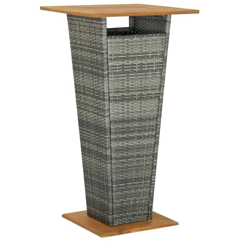 Ensemble de bar de patio 3 pièces vidaXL en polyrotin noir et bois d'acacia massif - 15,7 x 17,3 x 39,4
