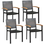 Ensemble de 2 ou 4 chaises de salle à manger d'extérieur en rotin PE