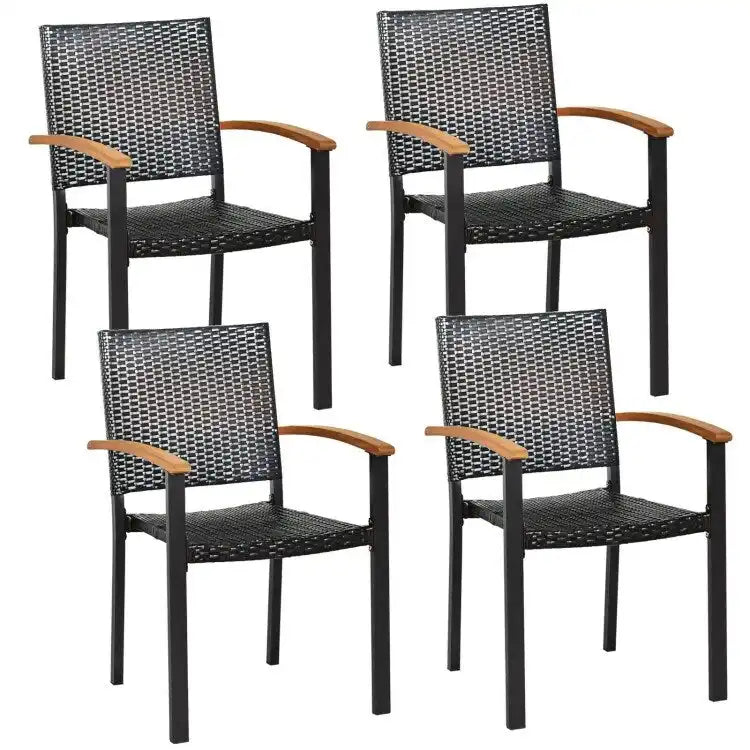 Ensemble de 2 ou 4 chaises de salle à manger d'extérieur en rotin PE