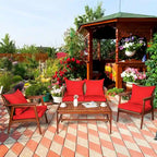 Ensemble de mobilier de jardin Costway 8 pièces en rotin, structure en bois d'acacia, coussins inclus