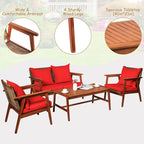 Ensemble de mobilier de jardin Costway 8 pièces en rotin, structure en bois d'acacia, coussins inclus