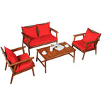 Ensemble de mobilier de jardin Costway 8 pièces en rotin, structure en bois d'acacia, coussins inclus