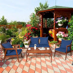 Ensemble de mobilier de jardin Costway 8 pièces en rotin, structure en bois d'acacia, coussins inclus