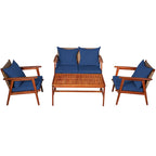Ensemble de mobilier de jardin Costway 8 pièces en rotin, structure en bois d'acacia, coussins inclus
