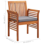 Chaise de salle à manger moderne vidaXL, chaise de patio avec coussin, bois massif d'acacia