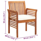 Chaise de salle à manger moderne vidaXL, chaise de patio avec coussin, bois massif d'acacia