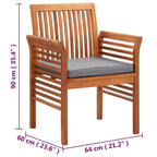 Chaise de salle à manger moderne vidaXL, chaise de patio avec coussin, bois massif d'acacia