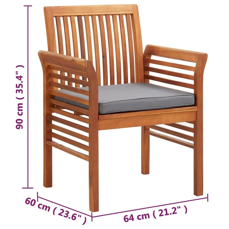 Chaise de salle à manger moderne vidaXL, chaise de patio avec coussin, bois massif d'acacia
