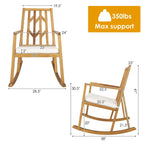 Fauteuil à bascule d'extérieur Gymax en bois d'acacia beige