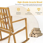 Fauteuil à bascule d'extérieur Gymax en bois d'acacia beige