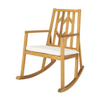 Fauteuil à bascule d'extérieur Gymax en bois d'acacia beige