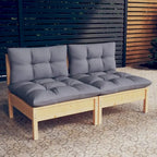 vidaXL Solid Wood Pine 2-Seater Patio Sofa with Cushions Seat Multi Colors - 25 x 25 x 24.6