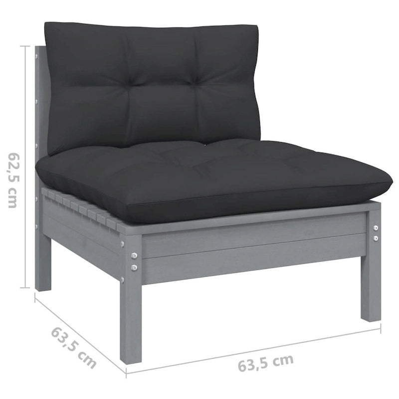 Canapé de patio 2 places en pin massif vidaXL avec coussins d'assise multicolores - 25 x 25 x 24,6