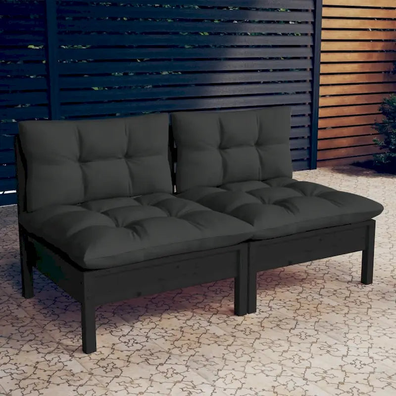 Canapé de patio 2 places en pin massif vidaXL avec coussins d'assise multicolores - 25 x 25 x 24,6