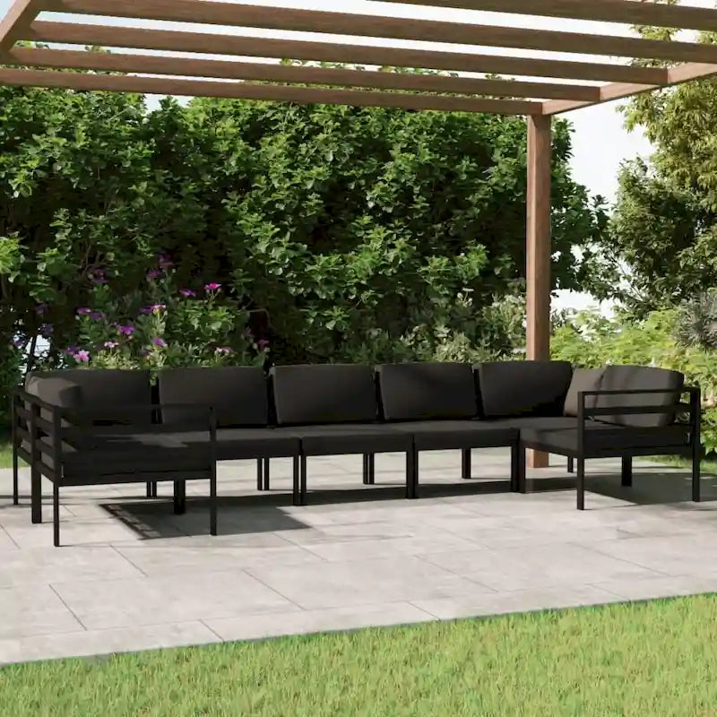 Ensemble de salon de jardin modulable vidaXL avec table et canapé d'angle en aluminium anthracite - 70 x 70 x 65 cm