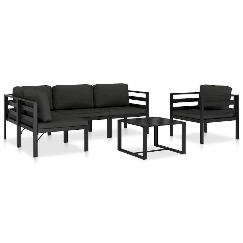 Ensemble de salon de jardin modulable vidaXL avec table et canapé d'angle en aluminium anthracite - 70 x 70 x 65 cm