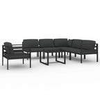 Ensemble de salon de jardin modulable vidaXL avec table et canapé d'angle en aluminium anthracite - 70 x 70 x 65 cm
