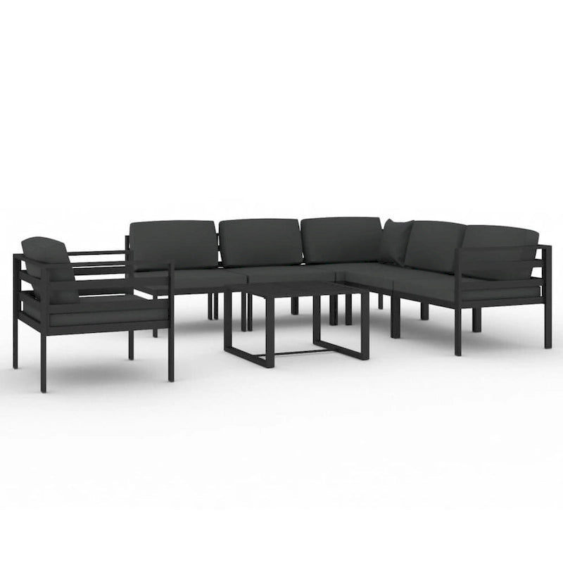 Ensemble de salon de jardin modulable vidaXL avec table et canapé d'angle en aluminium anthracite - 70 x 70 x 65 cm
