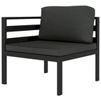 Ensemble de salon de jardin modulable vidaXL avec table et canapé d'angle en aluminium anthracite - 70 x 70 x 65 cm