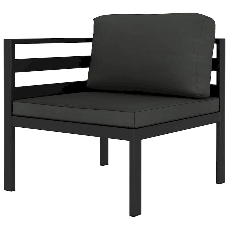 Ensemble de salon de jardin modulable vidaXL avec table et canapé d'angle en aluminium anthracite - 70 x 70 x 65 cm