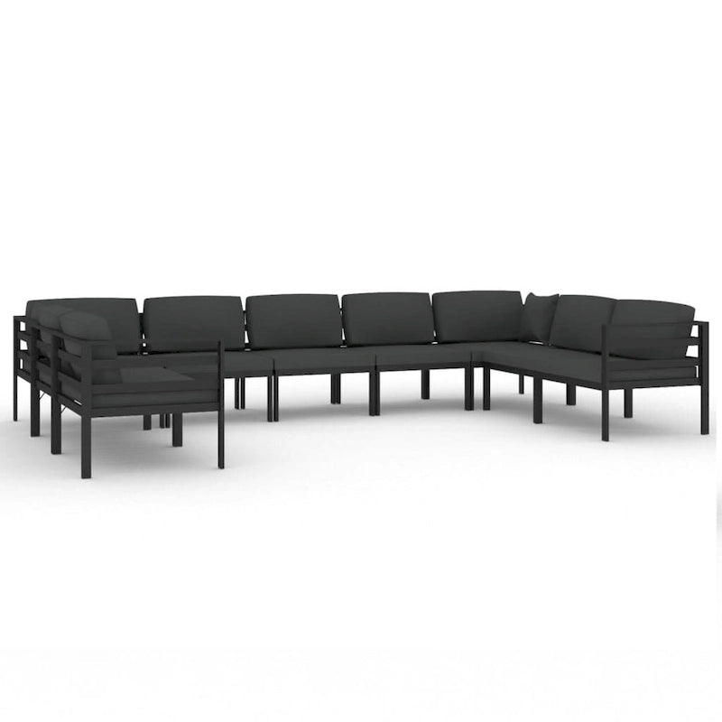 Ensemble de salon de jardin modulable vidaXL avec table et canapé d'angle en aluminium anthracite - 70 x 70 x 65 cm