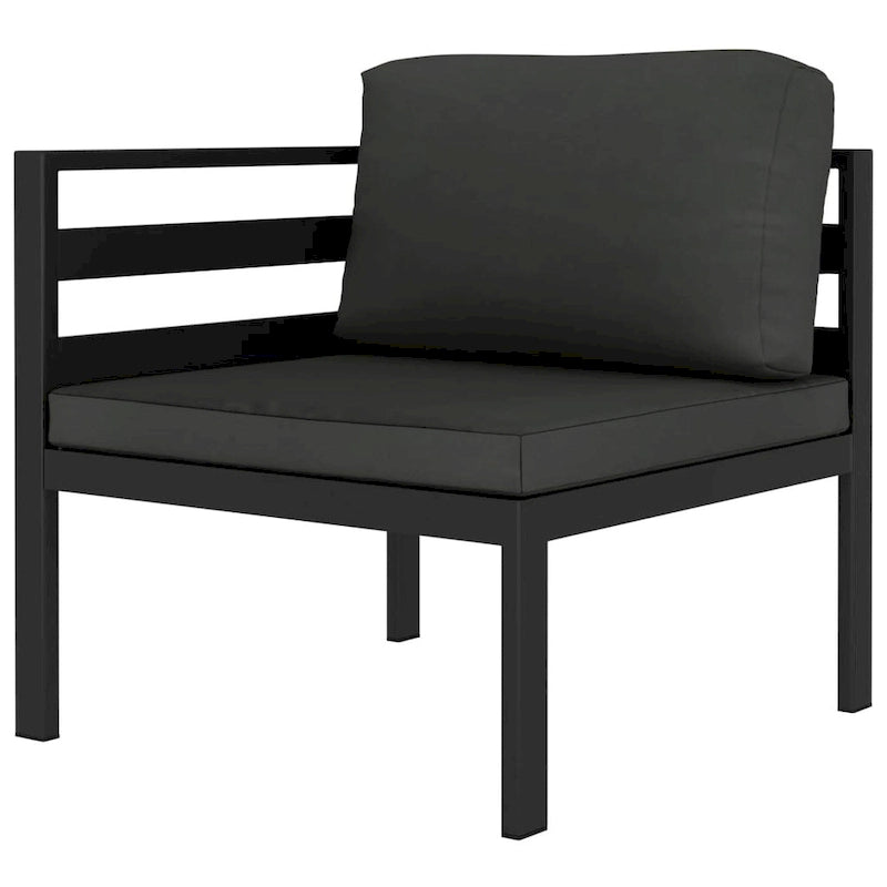Ensemble de salon de jardin modulable vidaXL avec table et canapé d'angle en aluminium anthracite - 70 x 70 x 65 cm