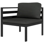 Ensemble de salon de jardin modulable vidaXL avec table et canapé d'angle en aluminium anthracite - 70 x 70 x 65 cm