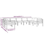 Ensemble de salon de jardin modulable vidaXL avec table et canapé d'angle en aluminium anthracite - 70 x 70 x 65 cm