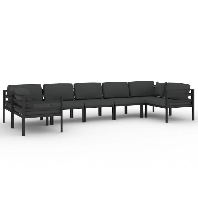 Ensemble de salon de jardin modulable vidaXL avec table et canapé d'angle en aluminium anthracite - 70 x 70 x 65 cm