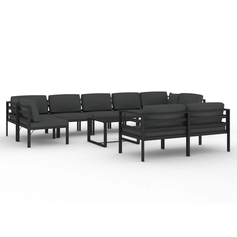 Ensemble de salon de jardin modulable vidaXL avec table et canapé d'angle en aluminium anthracite - 70 x 70 x 65 cm