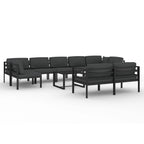 Ensemble de salon de jardin modulable vidaXL avec table et canapé d'angle en aluminium anthracite - 70 x 70 x 65 cm