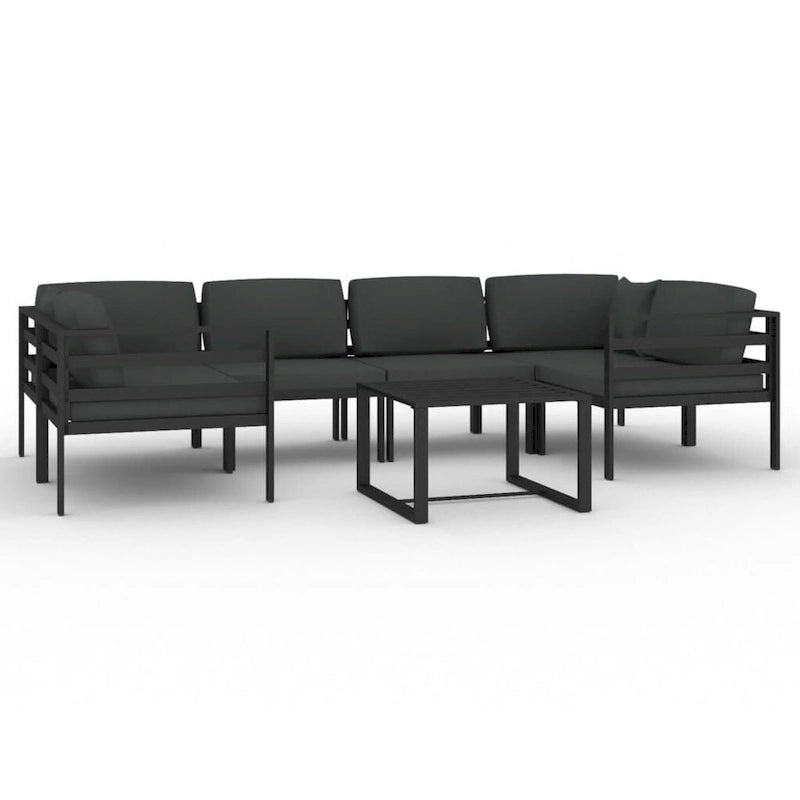 Ensemble de salon de jardin modulable vidaXL avec table et canapé d'angle en aluminium anthracite - 70 x 70 x 65 cm