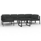 Ensemble de salon de jardin modulable vidaXL avec table et canapé d'angle en aluminium anthracite - 70 x 70 x 65 cm