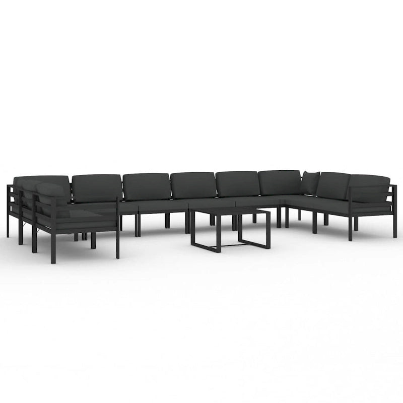 Ensemble de salon de jardin modulable vidaXL avec table et canapé d'angle en aluminium anthracite - 70 x 70 x 65 cm