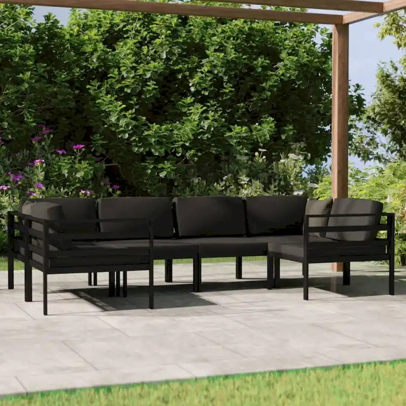 Ensemble de salon de jardin modulable vidaXL avec table et canapé d'angle en aluminium anthracite - 70 x 70 x 65 cm