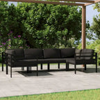Ensemble de salon de jardin modulable vidaXL avec table et canapé d'angle en aluminium anthracite - 70 x 70 x 65 cm