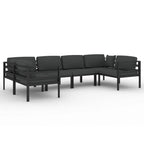 Ensemble de salon de jardin modulable vidaXL avec table et canapé d'angle en aluminium anthracite - 70 x 70 x 65 cm