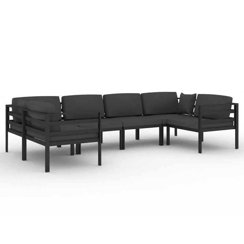 Ensemble de salon de jardin modulable vidaXL avec table et canapé d'angle en aluminium anthracite - 70 x 70 x 65 cm