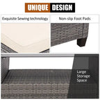 Ensemble de mobilier de jardin en rotin 4 pièces avec coussin et étagère de table - 27,5 x 47 x 30 (L x l x H)