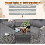Ensemble de mobilier de jardin en rotin 4 pièces avec coussin et étagère de table - 27,5 x 47 x 30 (L x l x H)