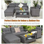 Ensemble de mobilier de jardin en rotin 4 pièces avec coussin et étagère de table - 27,5 x 47 x 30 (L x l x H)