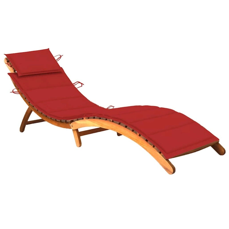 Chaise longue de jardin vidaXL avec coussin, en bois d'acacia massif - 72,4 x 21,7 x 25,2