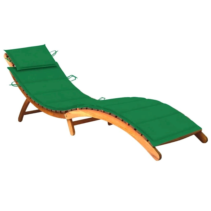Chaise longue de jardin vidaXL avec coussin, en bois d'acacia massif - 72,4 x 21,7 x 25,2