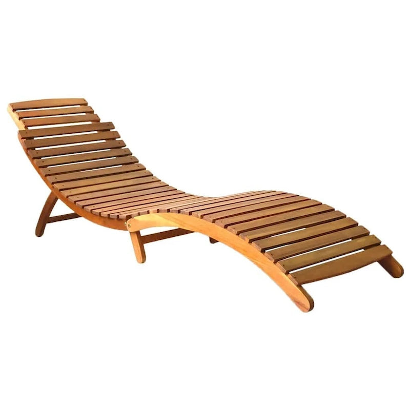 Chaise longue de jardin vidaXL avec coussin, en bois d'acacia massif - 72,4 x 21,7 x 25,2